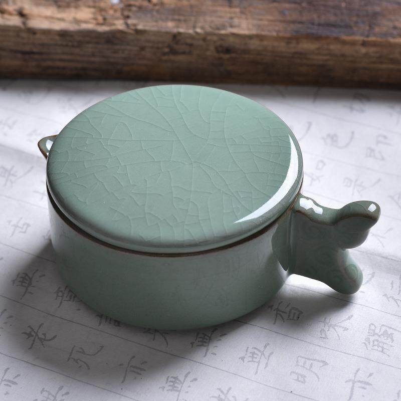 多功能青釉墨池笔架搁笔墨海笔洗带盖砚台多用陶瓷墨斗盛墨汁墨碟