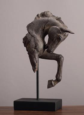 美式风格仿古将军马头摆饰家居软装饰品树脂摆件客厅玄关书房摆设