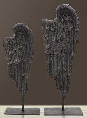 欧式家居装饰品复古铁艺羽翼摆件 玄关门厅客厅书房摆件商务送礼