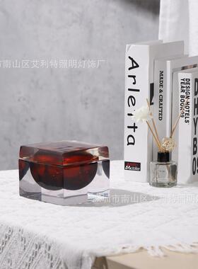 现代简约创意彩色透明首饰盒收纳盒摆件样板房客厅玄关酒店装饰品