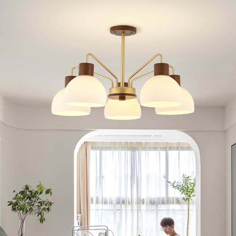 新中式小户型客厅餐厅灯复古风原木餐桌卧室玻璃灯罩吊灯中山灯具,家装灯饰光源,智能吊灯,淘宝优惠券,粉丝福利购,淘宝优惠卷