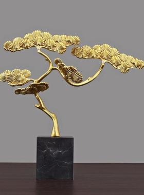 迎客松铜摆件客厅玄关电视酒柜装饰品创意家居简约现代欧式工艺品