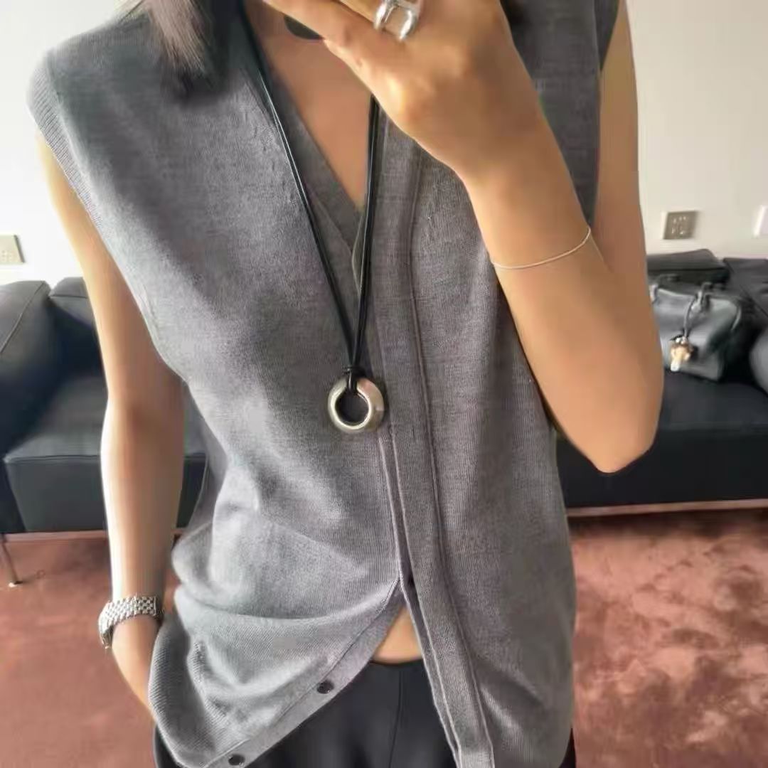 英国CoopKoop简约轻奢感铜镀古银毛衣链双绳光轮高级感女士长