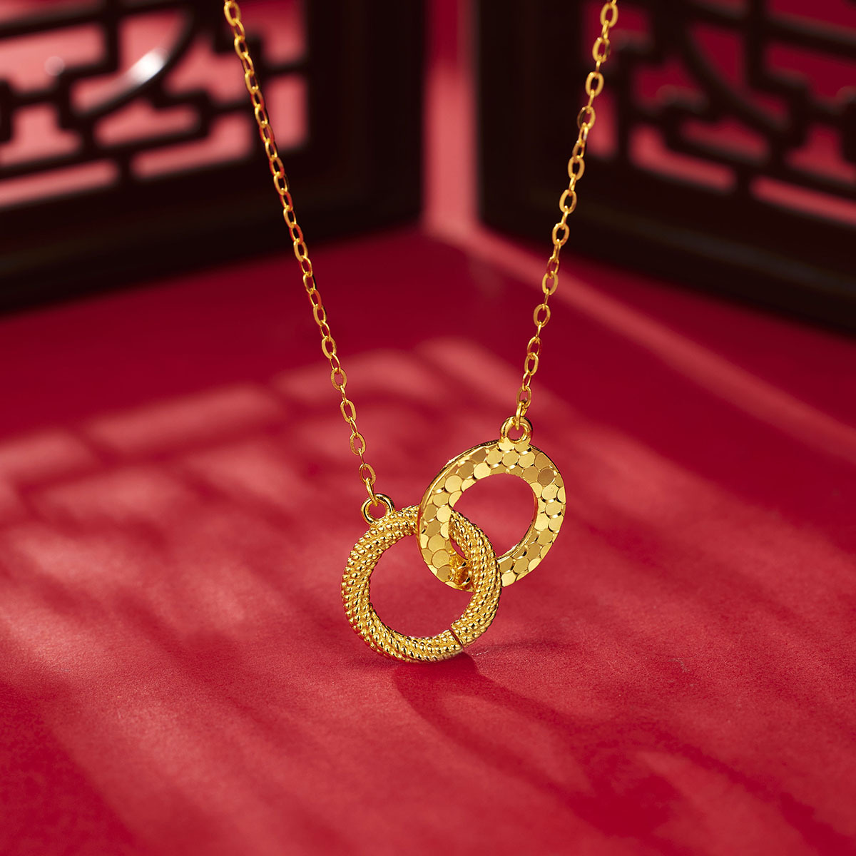 英国coopkoop精工蜂窝双环项链女s925银时尚法式环环相扣轻奢风