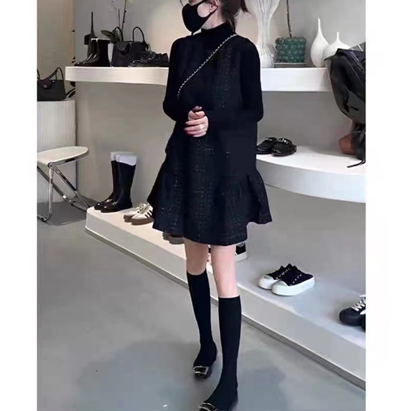 英国coopkoop秋季新款黑色打底衫小香风背心裙减龄女