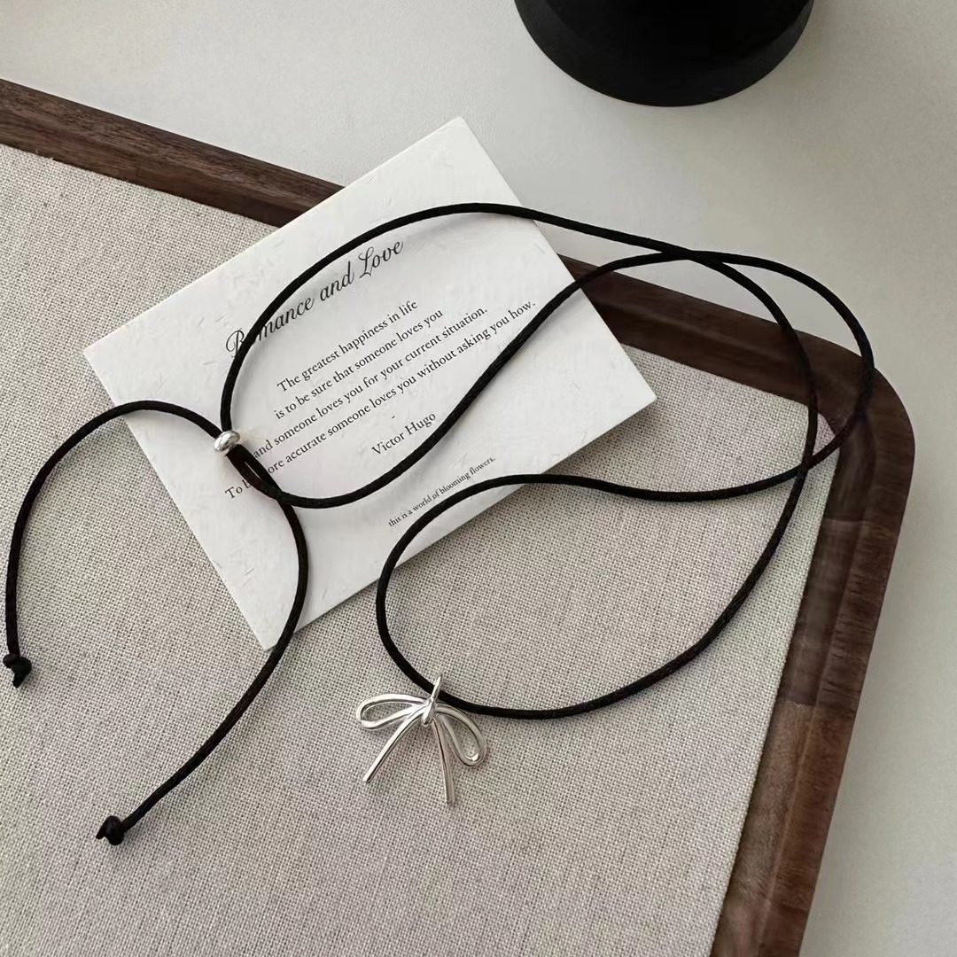 英国coopkoops925银蝴蝶结项链女百搭小众高级感甜酷毛衣链可