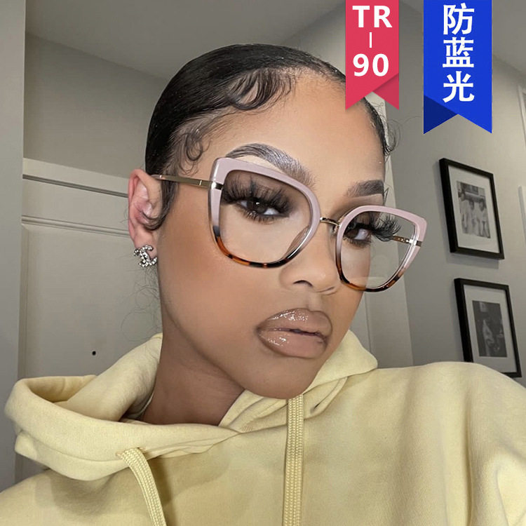 英国coopkoop新款欧美猫眼眼镜框tr防蓝光平光镜个性ins眼镜素颜