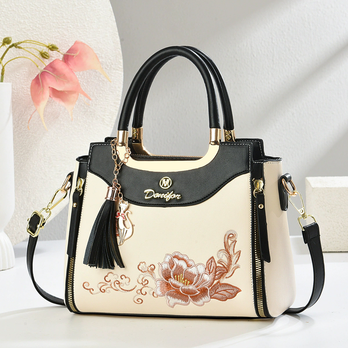 大容量包包女2025新款时尚百搭撞色气质通勤大容量单肩斜挎包