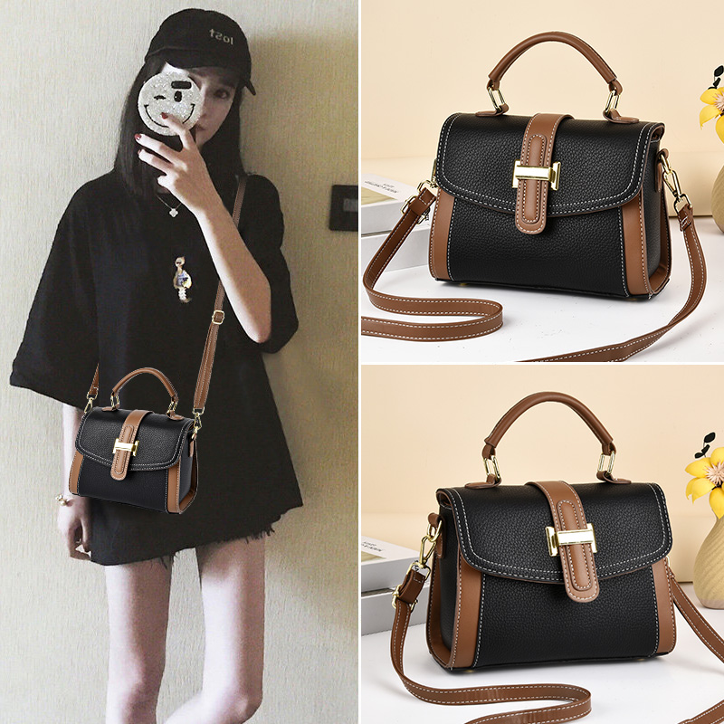 简约拼色手提斜挎包圣诞节情人节生日礼物单肩潮时尚包包女