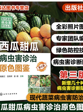 现代蔬菜病虫害防治丛书 西瓜甜瓜病虫害诊治原色图鉴 第三版 瓜类果蔬病虫害诊治畅销书再版 新型生物菌剂绿色防控虫害防治参考书