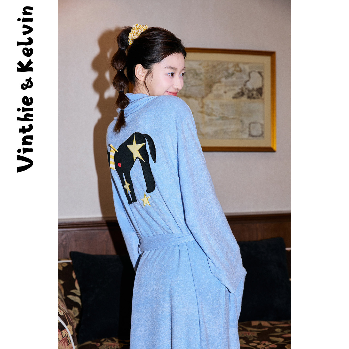 V&K2026春秋新款睡衣家居服睡袍女小马浴袍宽松休闲可外穿