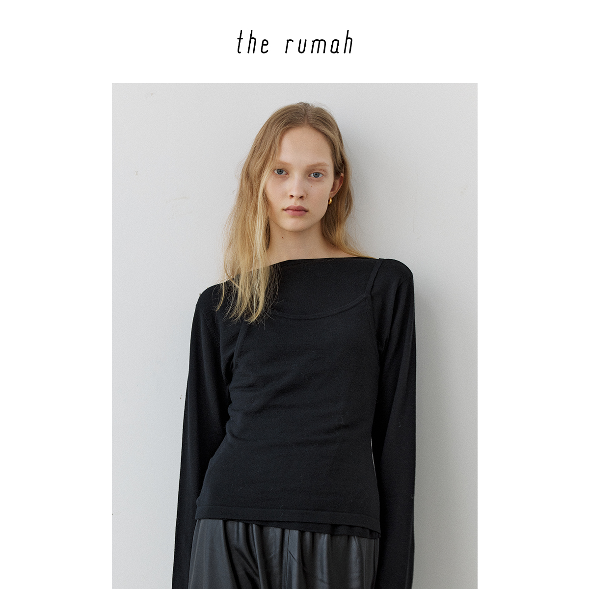 the rumah 德国Biella羊毛U领针织长袖/针织吊带正反两穿可叠穿