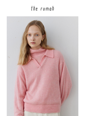 折扣特惠 therumah 马卡龙针织毛衣 羊驼毛polo翻领 立领套头毛衣
