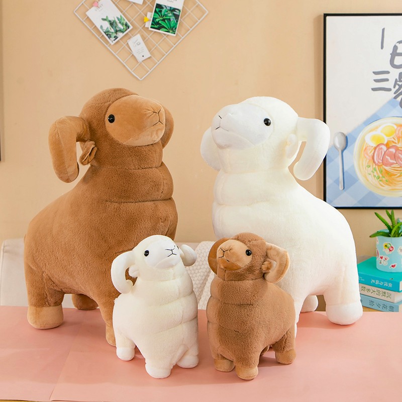仿真小绵羊公仔毛绒玩具可爱小羊玩偶布娃娃抱枕客厅办公室摆件