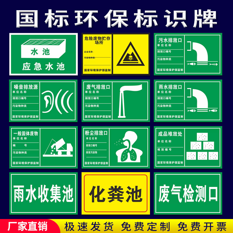 废气污水排放口标识牌废气检测口采样口消防事故应急池污水池标示污水
