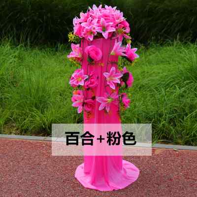 婚庆绢花路引结婚开业店庆花篮花柱中式婚礼42朵路引花罗马柱引路