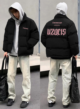 冬季美式潮牌重磅90白鸭绒羽绒服男黑色痞帅嘻哈个性休闲保暖外套