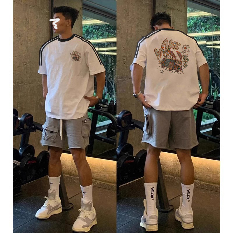 条纹短袖t恤男宽松重磅百搭