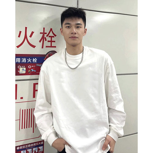 复古美式多巴胺长袖T恤男