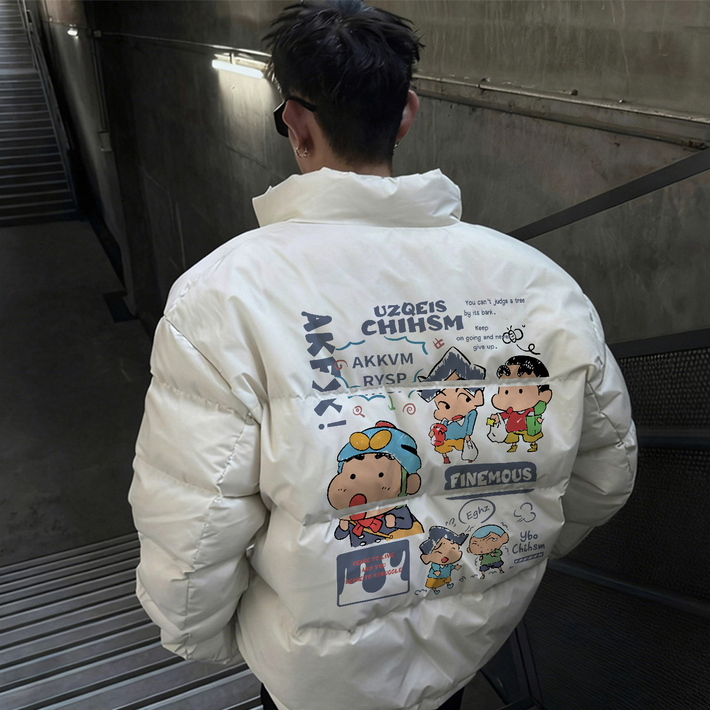 美式卡通风立领羽绒服男女潮牌休闲防寒保暖90白鸭绒加厚情侣外套,男装,羽绒服,淘宝优惠券,粉丝福利购,淘宝优惠卷