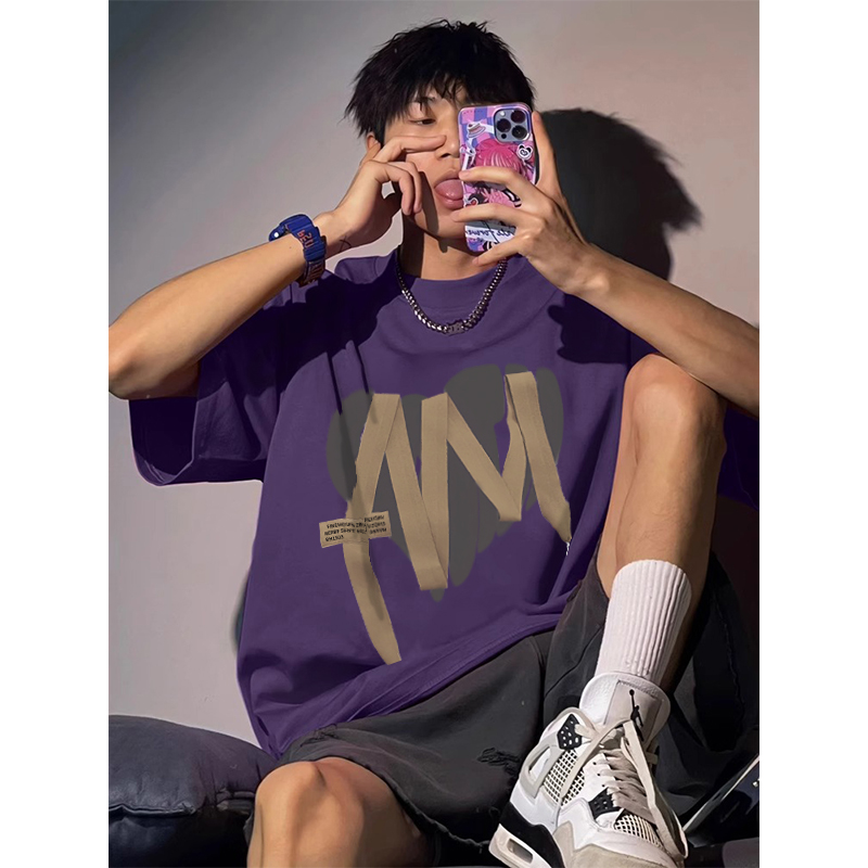 美式oversize纯棉短袖t恤男