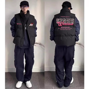 秋冬季美式潮牌百搭黑色马甲棉衣男生痞帅坎肩小众设计感立领外套