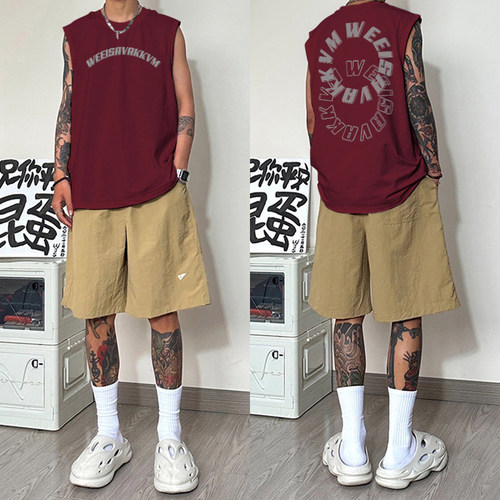 运动坎肩休闲无袖美式背心宽松