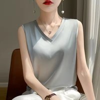 YZ真丝吊带背心女V领无袖T恤桑蚕丝夏打底内搭上衣白色外搭西服