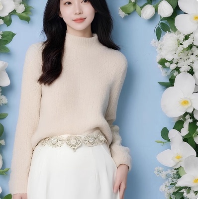 Y4【第二件0元】针织衫毛衣圆领套头短款大码宽松百搭打底针织