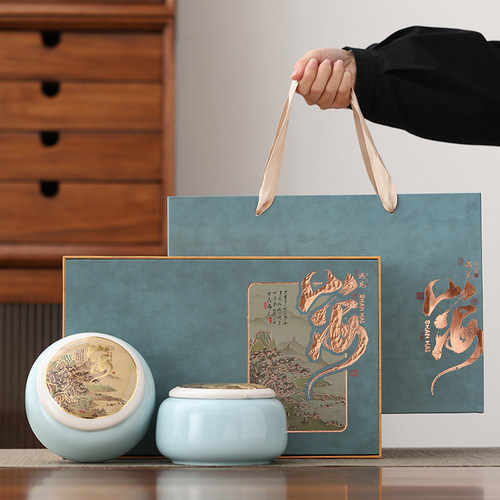 幸印陶瓷中式山海茶叶罐