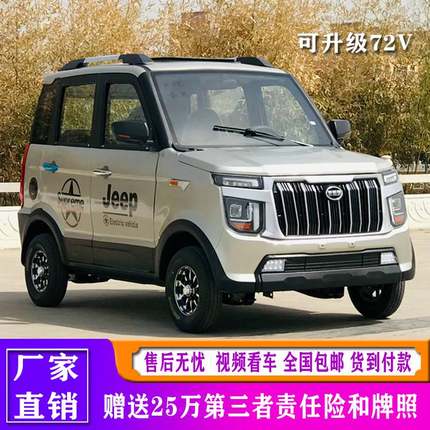 新款电动四轮汽车家用代步车新能源油电两用成人全封闭四轮车