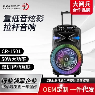 雷公王炫彩拉杆音箱户外移动多功能麦克风蓝牙低音KTV广场舞音响