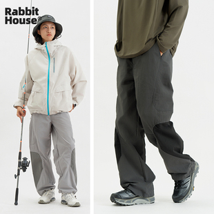Rabbit House户外休闲运动工装裤男挺括透气速干宽松撞色拼接长裤