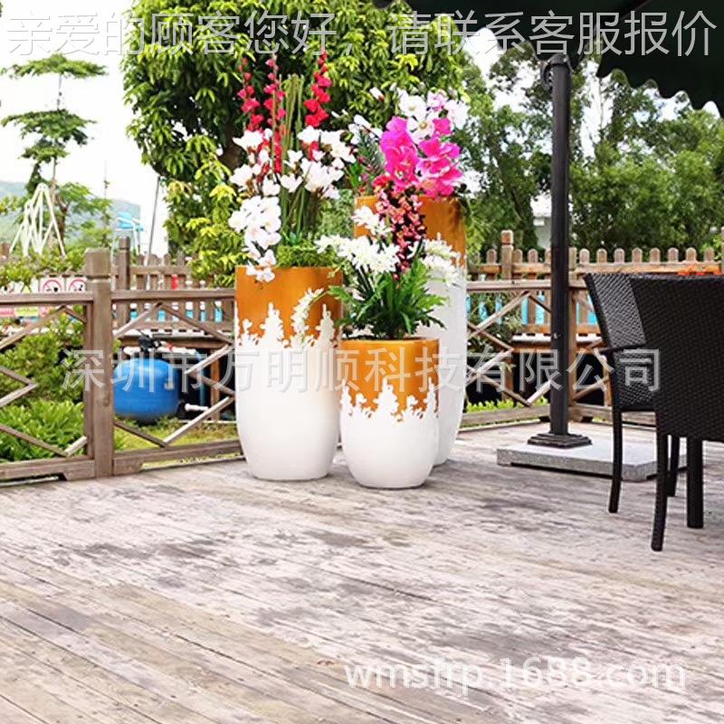 用光51518 滑表面的创意玻璃钢花 钵室内景观花盆商场盆景花耐钵