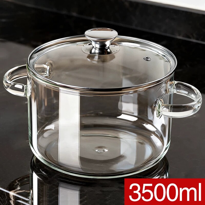 高硼硅玻璃锅汤锅大容量煮红酒器皿家用透明玻璃锅热红酒汤锅套装