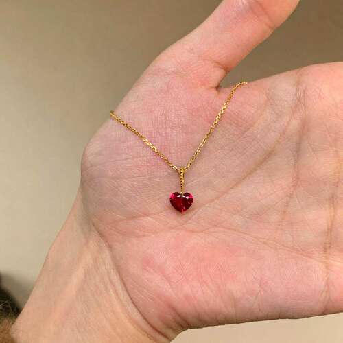 【一物一证】S999纯银小樱桃红宝石爱心项链女中古风复古轻奢小红