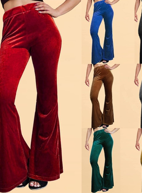 金丝绒高腰款阔腿裤Gold velvet high-waisted wide-leg trousers