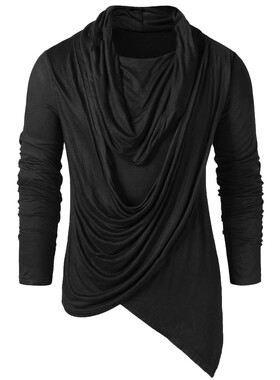 Long-sleeved paneled stacked collar top 长袖拼接堆堆领上衣男