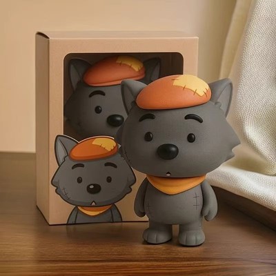 呆呆灰太狼手办公仔灰太狼桌面摆件可爱创意玩偶装饰礼物儿童玩具