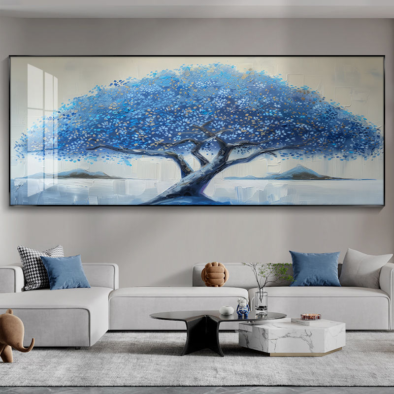 发财树装饰画沙发背景墙客厅挂画现代简约时尚大气高档油画风壁画图片
