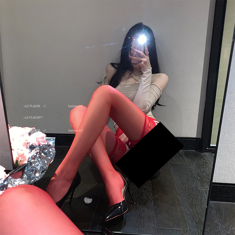 【LP】性感吊带袜蕾丝一体黑丝超薄丝袜美腿显瘦长筒丝袜过膝袜子图片