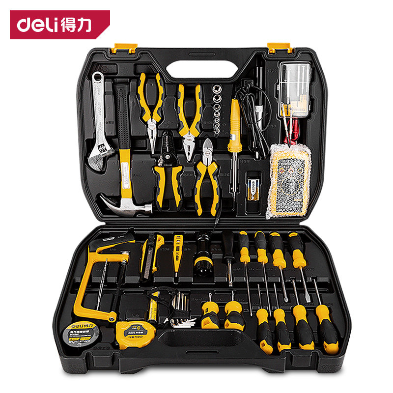 得力电工工具组套 家用电讯套装带万用表 电子维修工具箱五金手提