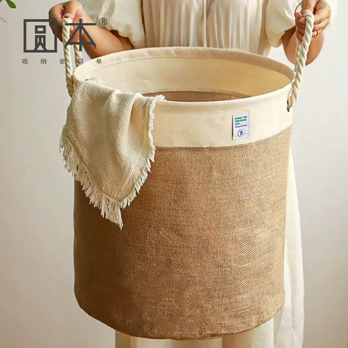 棉麻收纳桶圆本玩具脏衣篓
