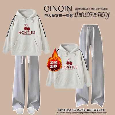 秋冬季网红爆款套装卡通库洛米学生ins宽松连帽卫衣复合裤两件套