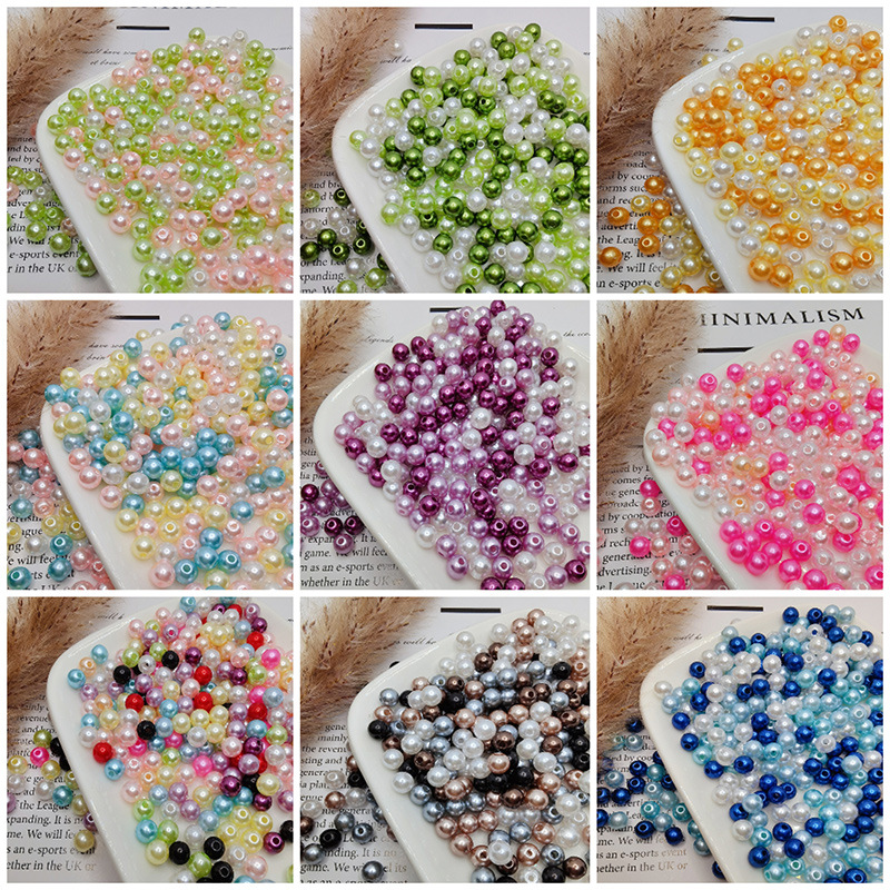 高性价比孔混装彩色仿珍珠散珠手工串珠材料鞋服衣帽手链饰品配件