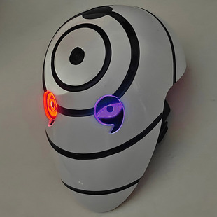 带土面具火影忍者宇智波斑白漫展cos道具发光写轮眼头盔虎皮面罩