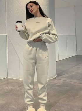 加厚卫衣+束脚裤运动套装Letter-printed casual hoodie pant set