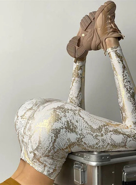 High-elastic snakeskin pattern gym pants高弹蛇皮纹紧身健身裤