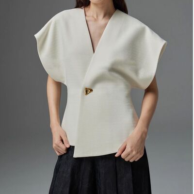 不对称西装修身开衫马甲女