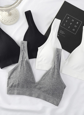 Bandeau V-neck solid color sports vest 抹胸V领短款运动小背心